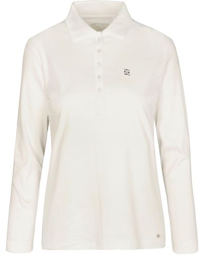 Clarina Langarm-Poloshirt - Weiß