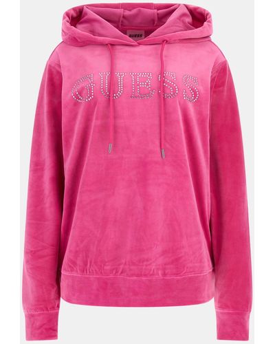 Guess Strass - Velours - COUTURE HOODIE SWEATSHIRT - Pink