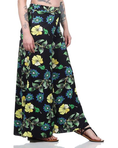 Aurela Damenmode Aurela mode Palazzohose Culotte mit weitem Bein sommerlicher Hosenrock - Grün