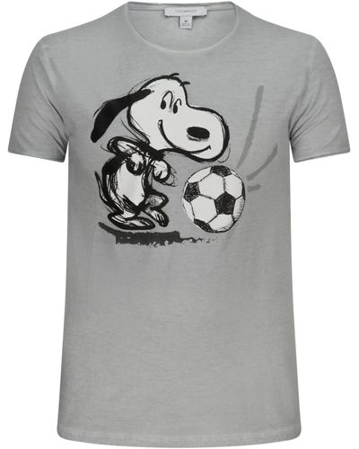 ONOMATO! Peanuts Snoopy Fussball T- Kurzarm-Shirt - Grau