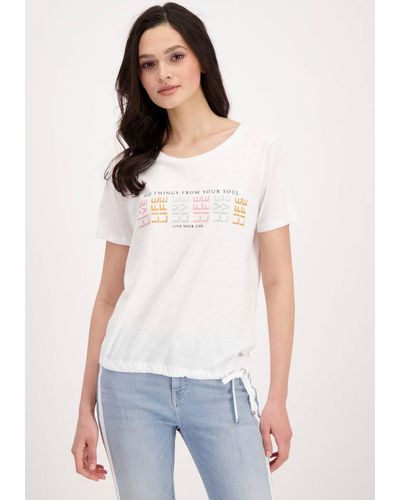 Monari T-Shirt, mit Glitzerschrift in Grau | Lyst DE
