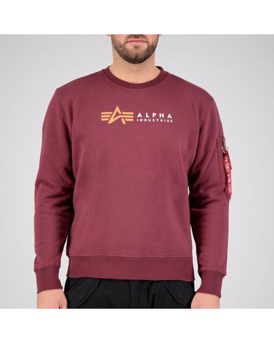 Alpha Industries Industries Sweatshirt Alpha Label Sweater (1-tlg) - Rot