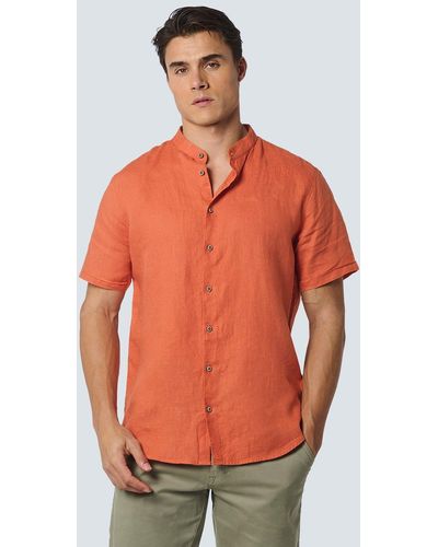 No Excess Kurzarmhemd Shirt Short Sleeve Granddad Linen S - Orange
