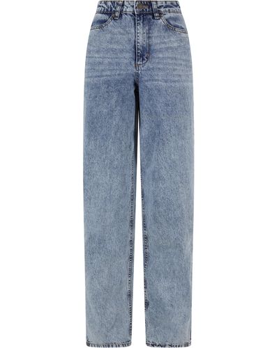 Urban Classics Bequeme Jeans Ladies Wide Leg Slit Denim - Blau