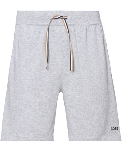 BOSS Pyjamahose Unique Shorts CW mit Schriftzug - Grau