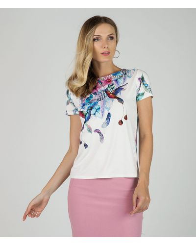 Passioni Bedrucktes T-Shirt "Tropical Print" Hotfixapplikation - Blau