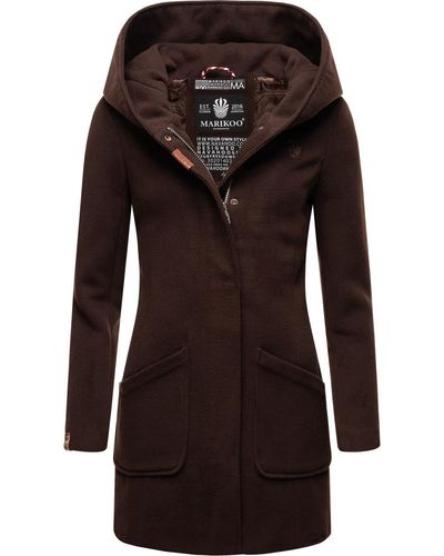 Marikoo Wintermantel Maikoo hochwertiger Mantel mit großer Kapuze - Braun