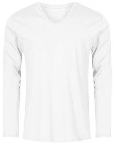 Promodoro Langarmshirt V-Neck T-Shirt Longsleeve, Gekämmte Baumwolle - Weiß