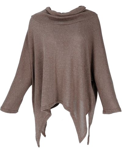 Guru-Shop Longsleeve Oversize Pullover mit Rollkragen, Feinstrick.. alternative Bekleidung - Braun