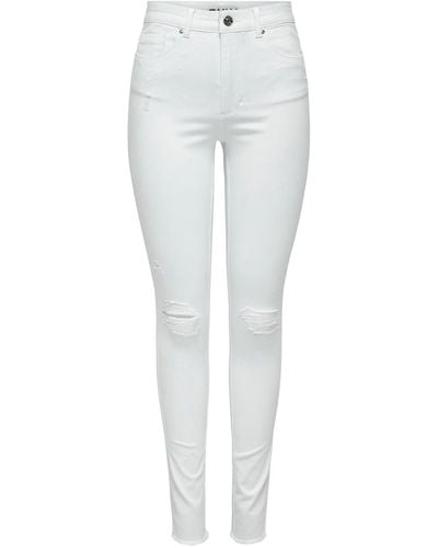 ONLY Skinny-fit-Jeans JOSIE (1-tlg) Fransen - Weiß