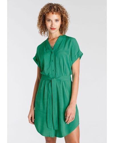 Tamaris Hemdblusenkleid mit Bindegürtel - Grün