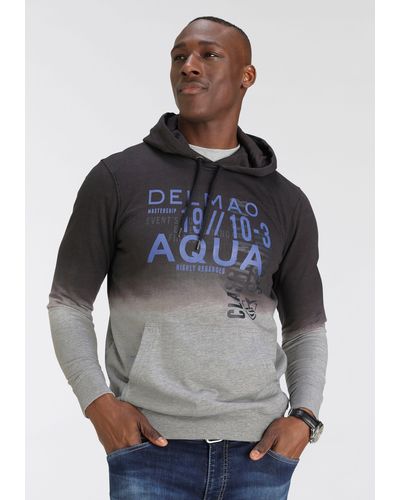 Delmao Kapuzensweatshirt mit Farbverlauf und Print-NEUE MARKE! - Grau