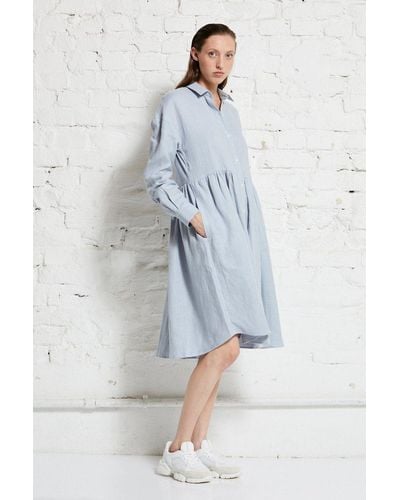 WUNDERWERK Hemdblusenkleid Oversize dress linen - Blau