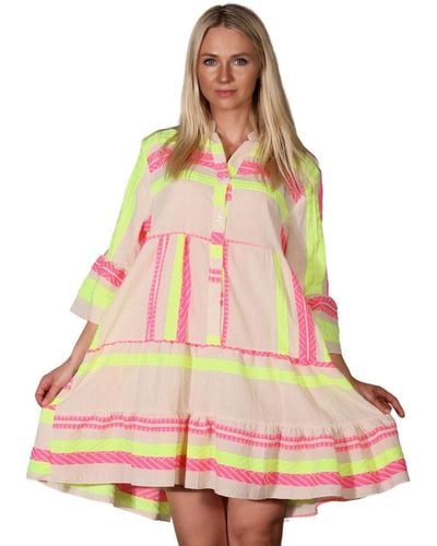 Charis Moda Tunikakleid "Callelia" Sommerkleid im mediterranen Stil - Pink