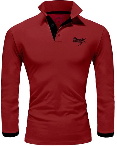 REPUBLIX Poloshirt OWEN Basic Langarm Kontrast Polo Hemd - Rot