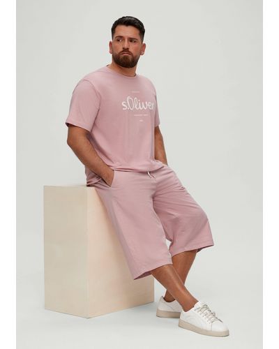 S.oliver Stoffhose Relaxed: Bermuda mit Tunnelzug - Pink