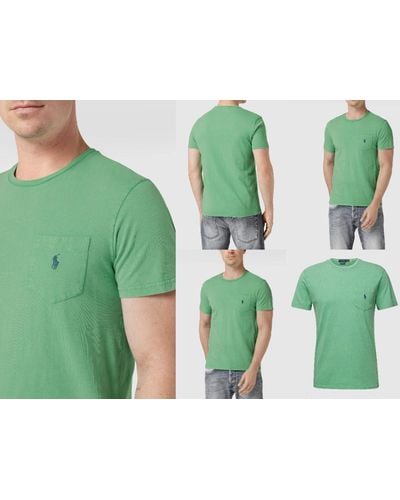 Ralph Lauren POLO VINTAGE LINO COTTON POCKET TEE T- Shirt Slim Fi - Grün