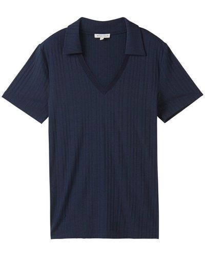 Tom Tailor T-shirt rib polo collar, sky captain blue - Blau