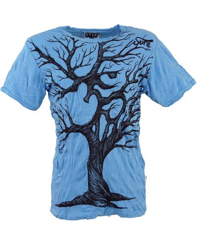 Guru-Shop Sure T-Shirt OM Tree - hellblau Goa Style, Festival, alternative Bekleidung