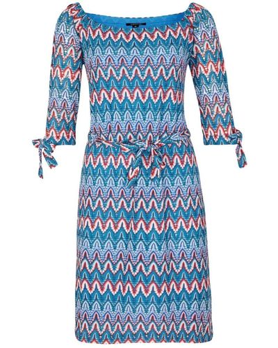 Comma, Strickkleid Lässiges Sommerkleid mit farbenprächtigem Muster - Blau