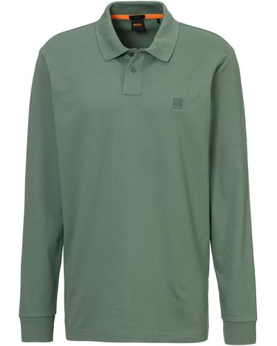 BOSS ORANGE Poloshirt Passerby mit BOSS-Logobadge - Grün