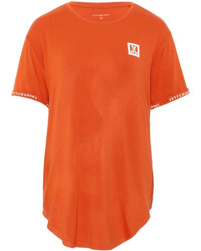 Jette Sport T-Shirt im dezenten Label-Look (, 1-tlg) - Orange