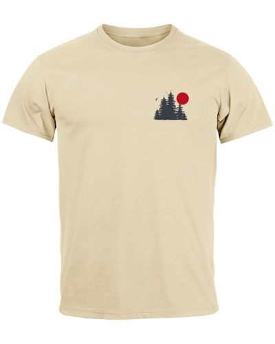 Neverless T-Shirt Logo Wald Silhouette Natur Aufdruck Outdoor mit Print