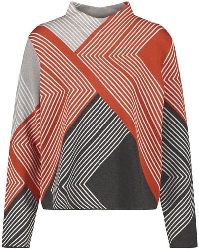 Gerry Weber Sweatshirt Pullover in Jaquard-Optik mit grafischem Muster - Mehrfarbig
