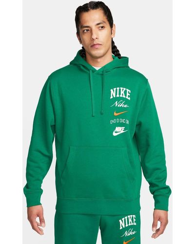 Nike Kapuzensweatshirt M NK CLUB BB PO HDY STACK GX MALACHITE/SAIL/SAFETY ORANGE - Grün