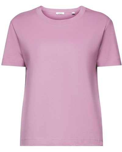 Esprit Baumwoll-T-Shirt mit Rundhalsausschnitt (1-tlg) - Pink