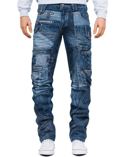 Kosmo Lupo 5-Pocket-Jeans Auffällige Hose BA-KM001 Blau W34/L34