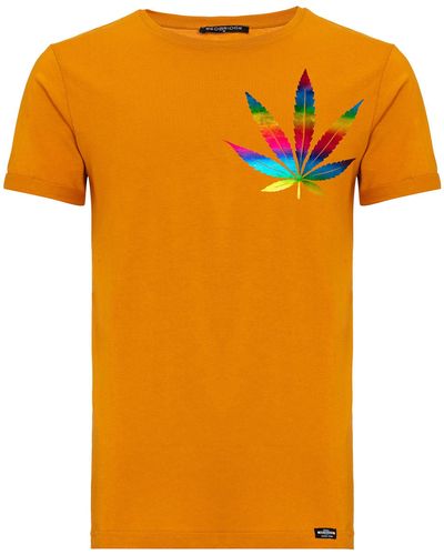 Redbridge T-Shirt legalize it mit Hanfblatt im Regenbogen-Design - Orange