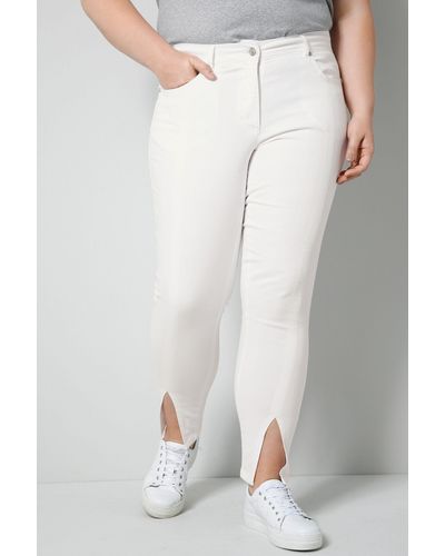 Sara Lindholm Regular-- 7/8-Jeans Slim Fit Saumschlitz 5-Pocket - Weiß
