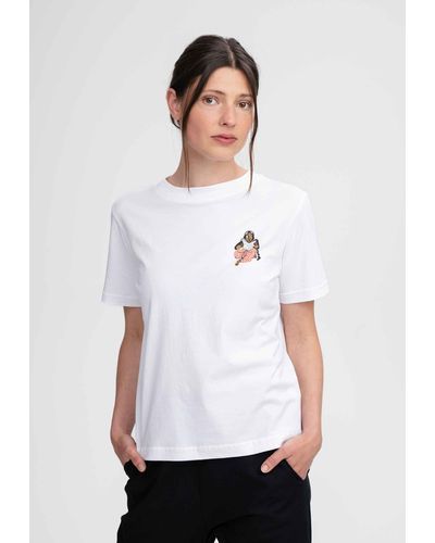Mela Kurzarmshirt T-Shirt Artist Edition Kruttika Fein gerippter Kragen - Weiß