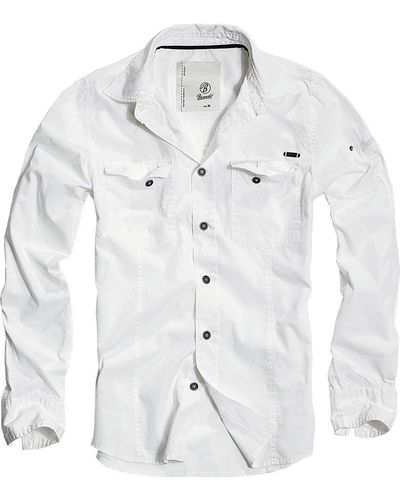 BRANDIT Langarmhemd Slim Fit Shirt Long Sleeve - Weiß