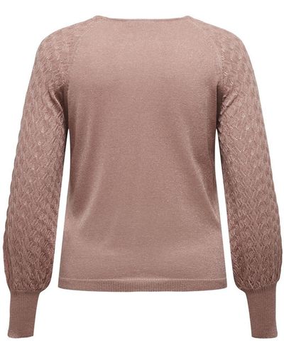 Only Carmakoma Sweatshirt CARHELGA LS GLITTER O-NECK KNT - Pink
