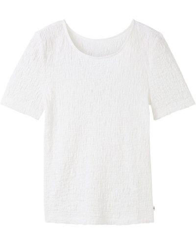 Tom Tailor Kurzarmshirt crinkle T-Shirt - Weiß