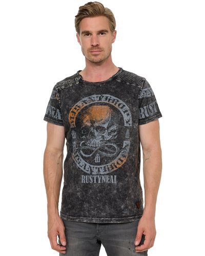 Rusty Neal T-Shirt mit Markenprint - Schwarz
