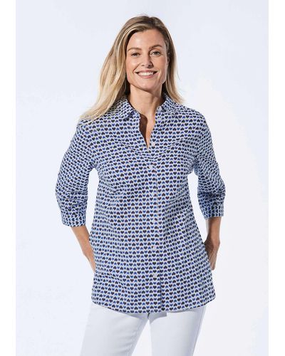 Goldner Hemdbluse Bluse mit Hemdkragen - Blau