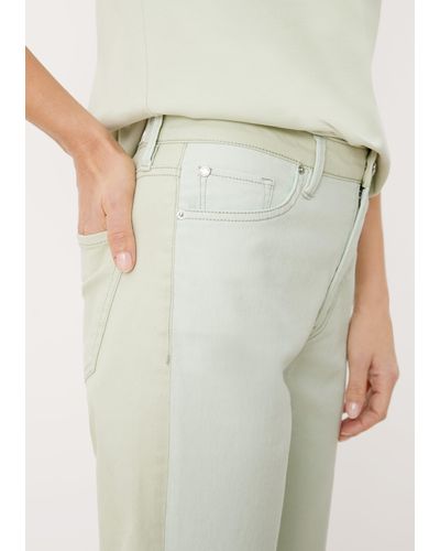 S.oliver 7/8- Regular: Jeans in Bicolor-Optik Waschung, Leder-Patch - Grau