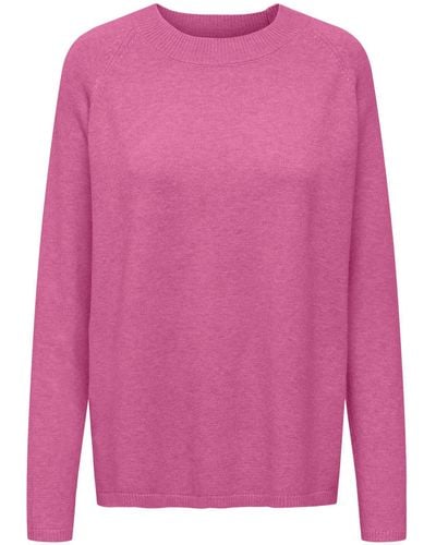 Jacqueline De Yong Strickpullover Basic Strick Pullover Stretch Sweater mit Schlitzen JDYMARCO 5647 in Rosa - Pink