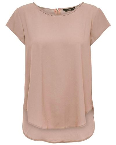 ONLY Blusenshirt Einfarbige Kurzarm Bluse T-Shirt Oberteil ONLVIC (1-tlg) 4043 in Altrosa - Pink