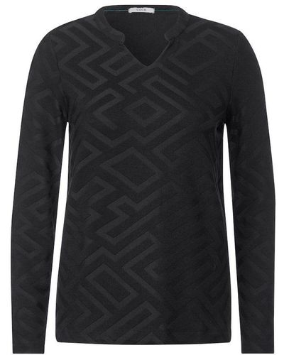 Cecil T-Shirt / Da.Sweatshirt / TOS_solid jacquard tunic - Schwarz
