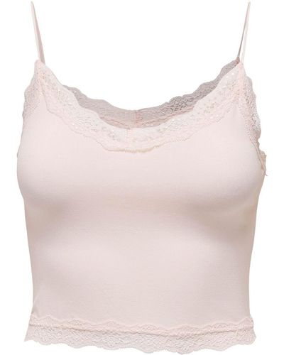 ONLY Spitzentop ONLVICKY LACE SEAMLESS CROPPED TOP - Pink