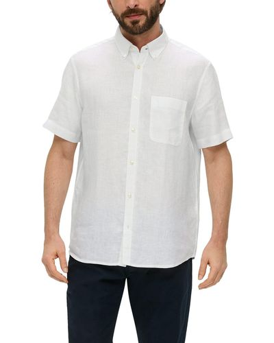 S.oliver Kurzarmhemd aus reinem Leinen - Weiß