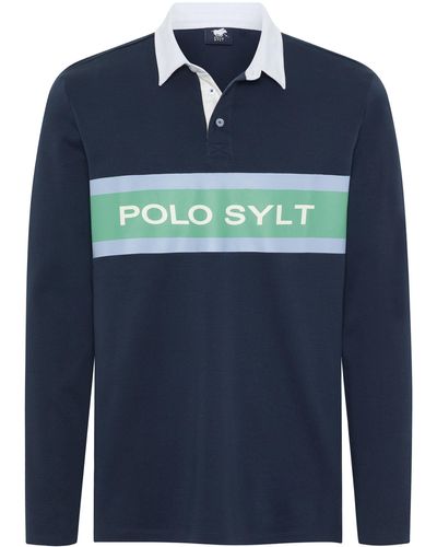 Polo Sylt Poloshirt im Label-Design - Blau