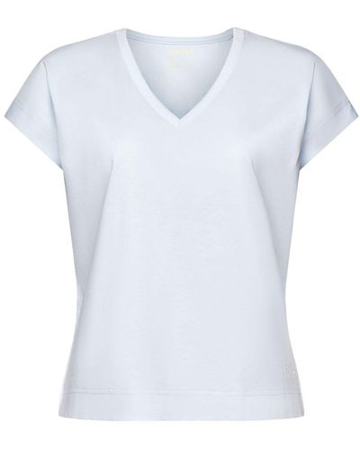Esprit V-Neck-T-Shirt aus merzerisierter Pima-Baumwolle (1-tlg) - Blau