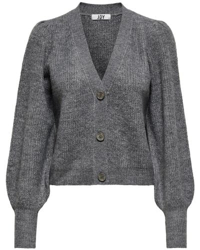 Jacqueline De Yong V-Ausschnitt-Pullover Short Cardigan - Grau