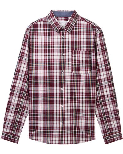 Tom Tailor Kurzarmshirt checked flannel shirt - Lila