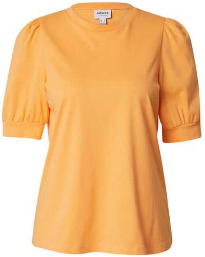Vero Moda T-Shirt KERRY (1-tlg) Drapiert/gerafft - Orange